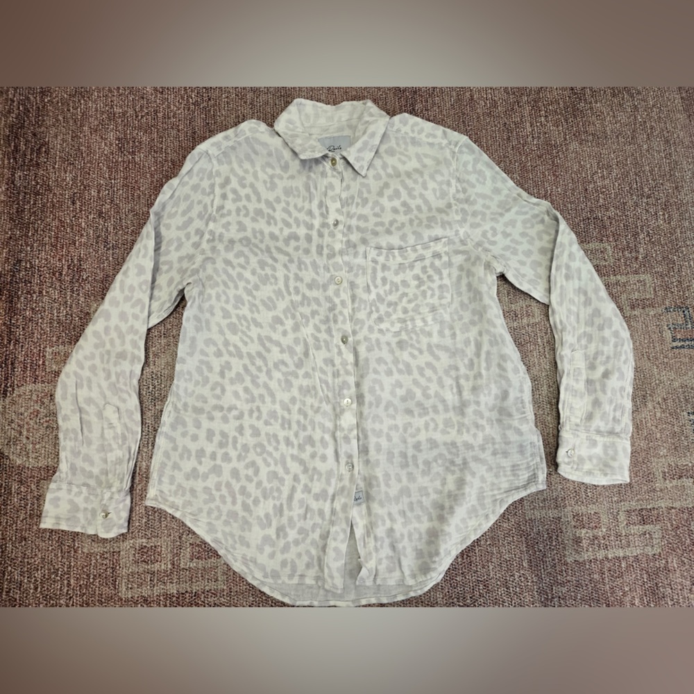 Rails cotton gauze grey leopard print button down top xs